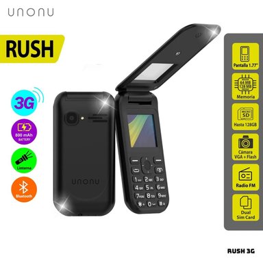 CELULAR BASICO UNONU RUSH 3G DUAL SIM - NEGRO - 1