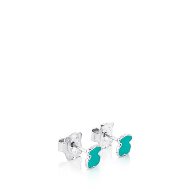 PENDIENTES TOUS 1 6MM ESMALTE PLATA LEY - 4