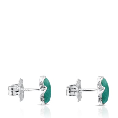 PENDIENTES PLATA 1 LEY AMAZONITA 9MM GEM - 2