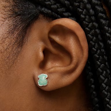 PENDIENTES PLATA 1 LEY AMAZONITA 9MM GEM - 4