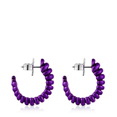ARETES TOUS CRIOLLAS ACABADO LILA 15MM PLATA LEY - 2
