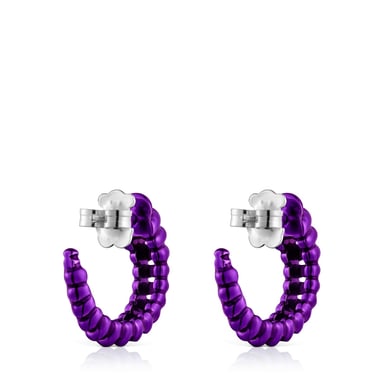 ARETES TOUS CRIOLLAS ACABADO LILA 15MM PLATA LEY - 3