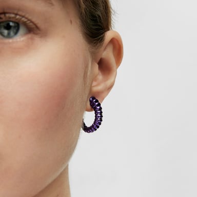 ARETES TOUS CRIOLLAS ACABADO LILA 15MM PLATA LEY - 4