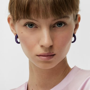 ARETES TOUS CRIOLLAS ACABADO LILA 15MM PLATA LEY - 5