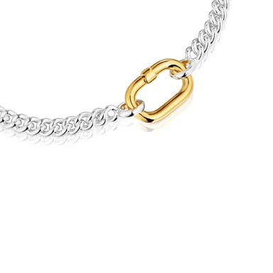 PULSERA TOUS PLATA 1ªLEY BAÑO ORO OVAL BICOL - 2
