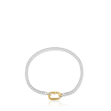 PULSERA TOUS PLATA 1ªLEY BAÑO ORO OVAL BICOL - 3