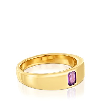 ANILLO TOUS SELLO PLATA 1ªLEY BAÑO ORO AMATISTA 5MM - 2