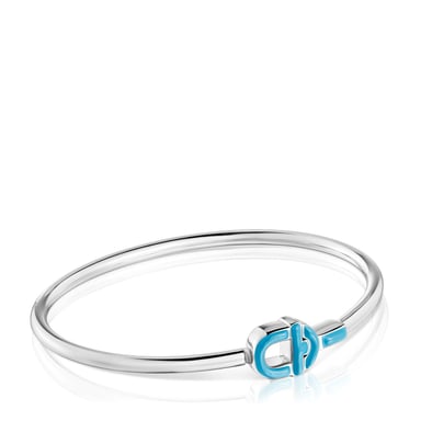 ESCLAVA TOUS PLATA 1ªLEY ESMALTE AZUL N17 - 1