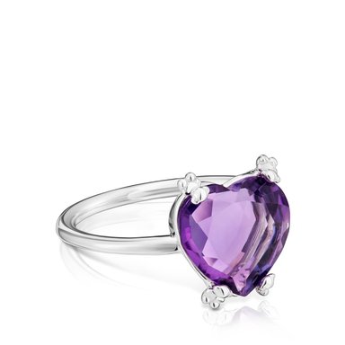 ANILLO TOUS SORTIJA PLATA 1ªLEY CORAZON AMATISTA N12 - 1