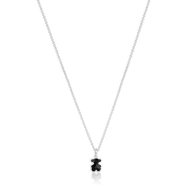 COLLAR CORTO DE PLATA Y MOTIVO OSO EN ÓNIX ICON COLOR - 4
