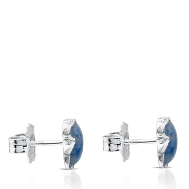 ARETES PLATACUARZO 9MM GEMAS - 2