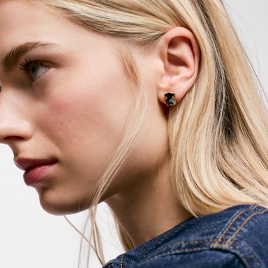 ARETES PLATALEY BAÑO ONIX OSO 10MM - 4