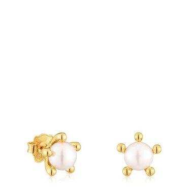 PENDIENTES PLATA 1ªLEY BAÑO PERLA 8MM - 4