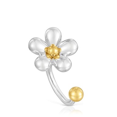 SORTIJA PLATA 1ªLEY BAÑO ORO 20MM BOLAS - 1