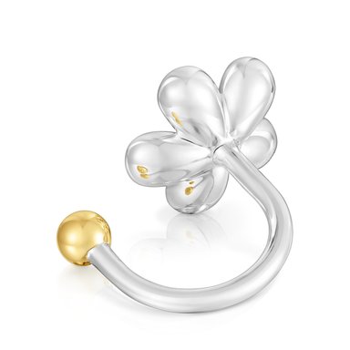 SORTIJA PLATA 1ªLEY BAÑO ORO 20MM BOLAS - 3