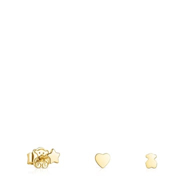 PACK DE ARETES CON BAÑO DE ORO 18 KT SOBRE PLATA COOL JOY - 1