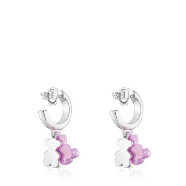 ARETE CRIOLLAS PLATA 1ªLEY CERAMICA LILA 30MM - 3
