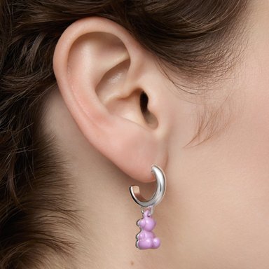 ARETE CRIOLLAS PLATA 1ªLEY CERAMICA LILA 30MM - 6