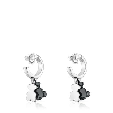 ARETE CRIOLLAS PLATA 1ªLEY CERAMICA NEGRA 30MM - 3