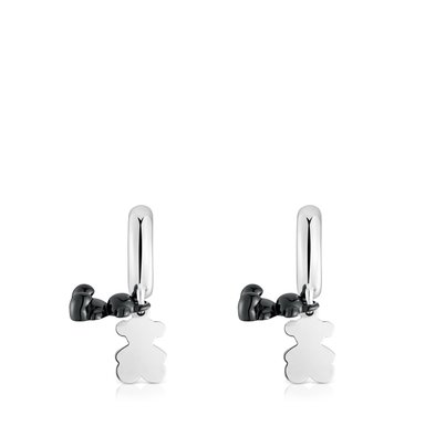 ARETE CRIOLLAS PLATA 1ªLEY CERAMICA NEGRA 30MM - 4
