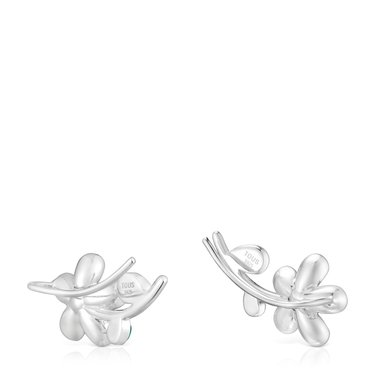 ARETE PENDIENTES PLATA 1ªLEY FLOR CALCEDONIA - 3