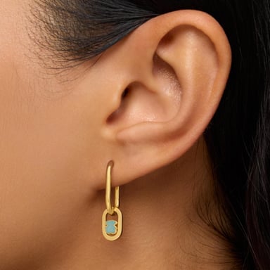 ARETES DE PLATA BAÑO 25MM AMAZONITA - 6