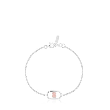PULSERA CADENA DE PLATA 15MM ROSA - 2
