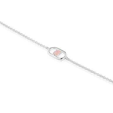 PULSERA CADENA DE PLATA 15MM ROSA - 3