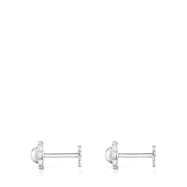 ARETES BABY EN ORO BLANCO 4MM ROSCA - 2