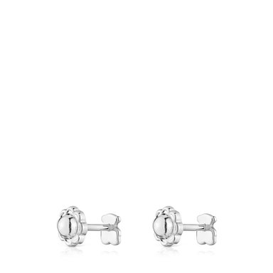 ARETES BABY EN ORO BLANCO 4MM ROSCA - 3