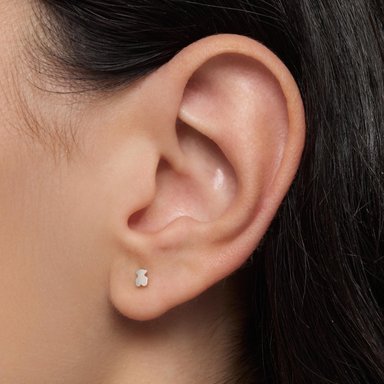 ARETES BABY EN ORO BLANCO 4MM ROSCA - 6