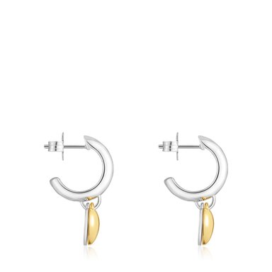 ARETES ARO DE PLATA BAÑO 28 MM BICOLOR - 2