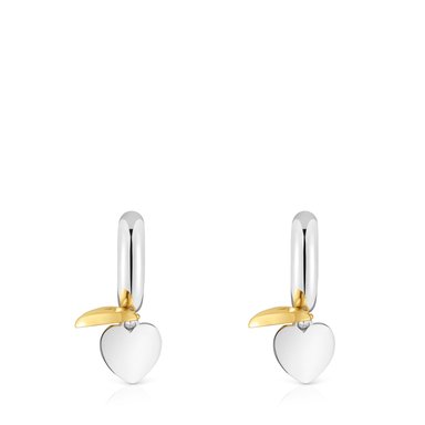 ARETES ARO DE PLATA BAÑO 28 MM BICOLOR - 4
