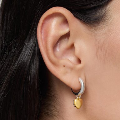 ARETES ARO DE PLATA BAÑO 28 MM BICOLOR - 7