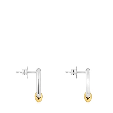 ARETES CIRCULO FLECHAZO PLATA BICOLOR - 2