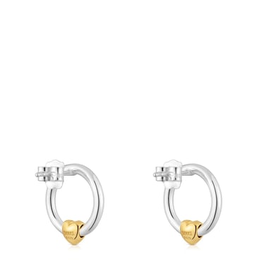 ARETES CIRCULO FLECHAZO PLATA BICOLOR - 3
