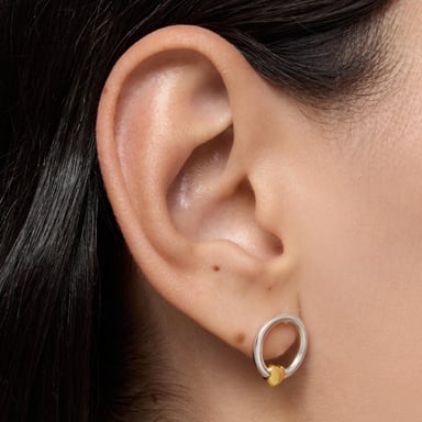 ARETES CIRCULO FLECHAZO PLATA BICOLOR - 6