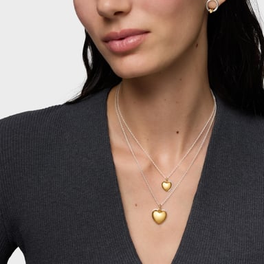 COLLAR FLECHAZO PLATA DOBLE CORAZON BICOLOR - 6