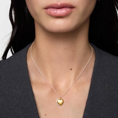 COLLAR FLECHAZO PLATA DOBLE CORAZON BICOLOR - 7