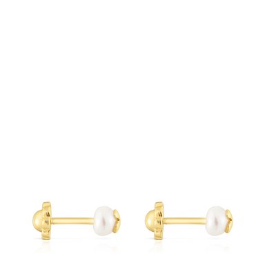 ARETES ORO 1ªLEY PERLA 4,5MM OSO - 2