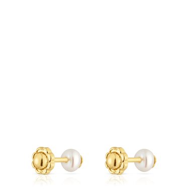 ARETES ORO 1ªLEY PERLA 4,5MM OSO - 3