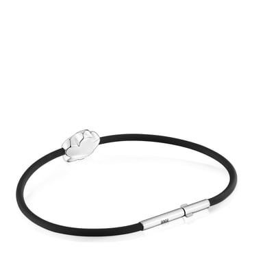 PULSERA CAUCHO PLATA FLOR BOLD MOTIF - 3