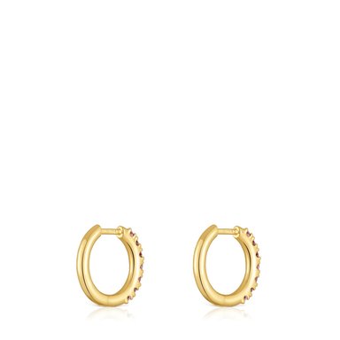 ARETES DE PLATA BAÑO ORO GEMA LILA - 3