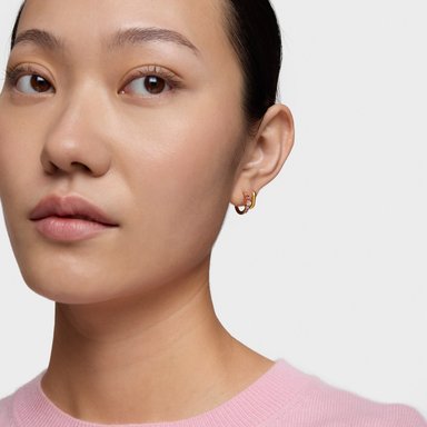 ARETES DE PLATA BAÑO ORO GEMA LILA - 5