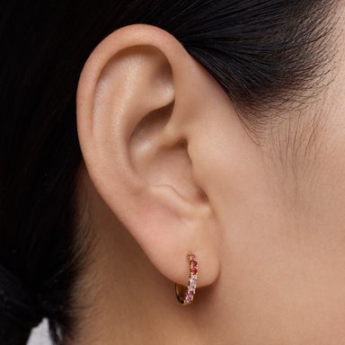 ARETES DE PLATA BAÑO ORO GEMA LILA - 6