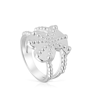 ANILLO GRANDE DE PLATA CON MOTIVO OSO TOUS GRAIN - 1
