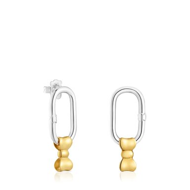 ARETES LAZO PLATA Y BAÑO ORO 18K - 1