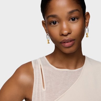 ARETES LAZO PLATA Y BAÑO ORO 18K - 4