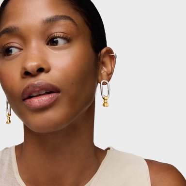 ARETES LAZO PLATA Y BAÑO ORO 18K - 5