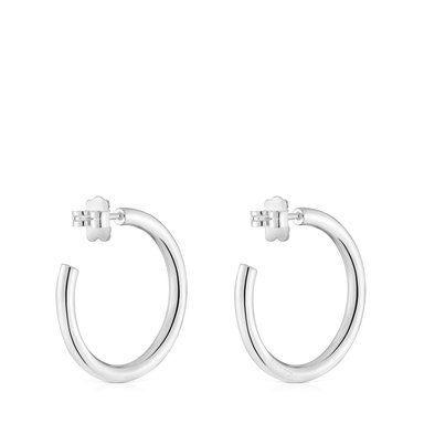PENDIENTES DE ARO LARGOS DE PLATA 24 MM BASICOS - 3